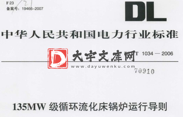 DL/T 1034-2006 135MW级循环流化床锅炉运行导则.pdf